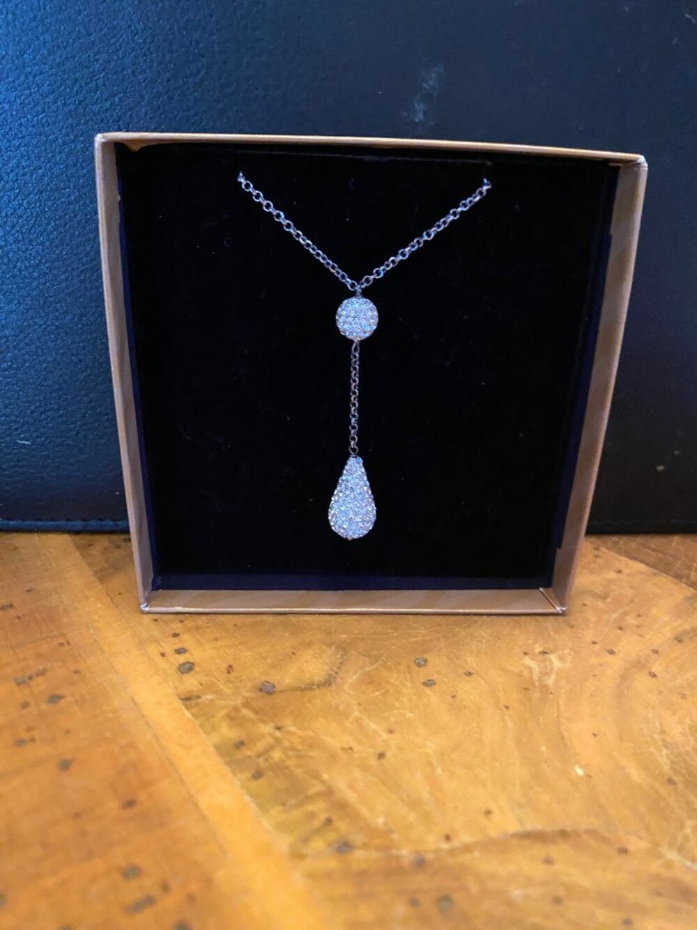 Arezzo Tuscany 925 Tear drop and small ball station crystal necklace - Italy